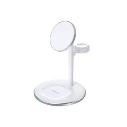 Choetech 3In1 Magnetic Wireless Charger Station For Iphone 12/13 Series,Airpods Pro With Iwatch Holder - White